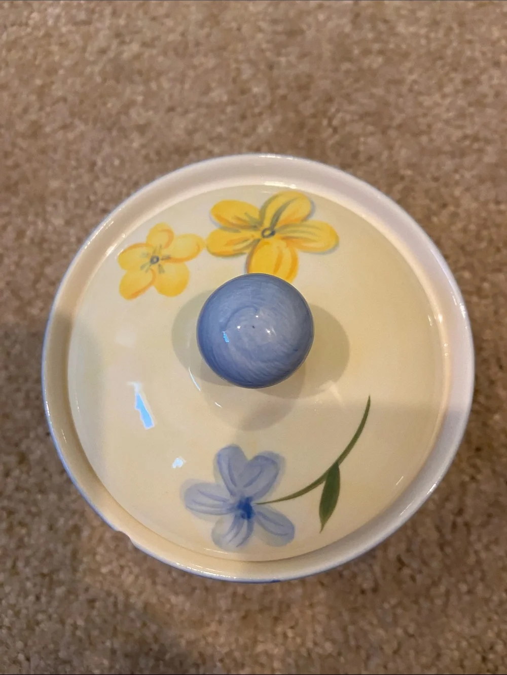Vintage 2001 April Cornell Cottage Core Ceramic Sugar Bowl Dish & Lid Y2K Chip
